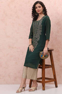 Green Art Silk Straight Kurta image number 2