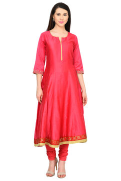 Pink Kalidar Polyester Suit Set image number 0