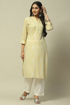 Yellow Rayon Staight Kurta image number 0