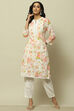 White Cambric Floral Printed Straight Kurta Set image number 0