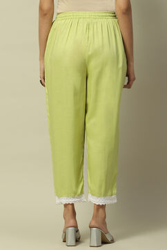 Lime Green Rayon Slub Straight Palazzo image number 4