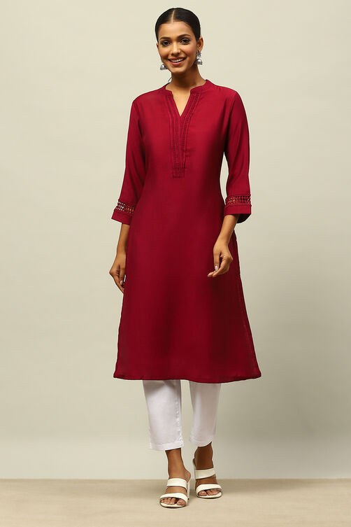 Blue Solid Straight Kurta image number 0