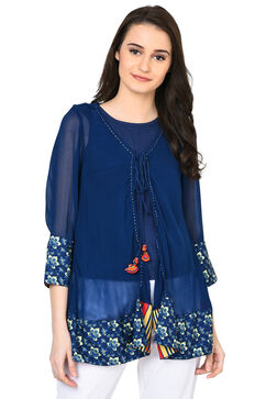 Indigo Straight Viscose Indie Top image number 0