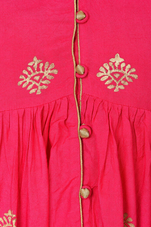 Pink A-Line Viscose Kurta image number 5