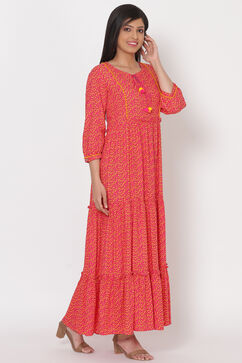 Pink Viscose Rayon Dress image number 4