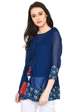 Indigo Straight Viscose Indie Top image number 2