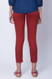 Teal Blue Poly Cotton Slim Pants image number 3
