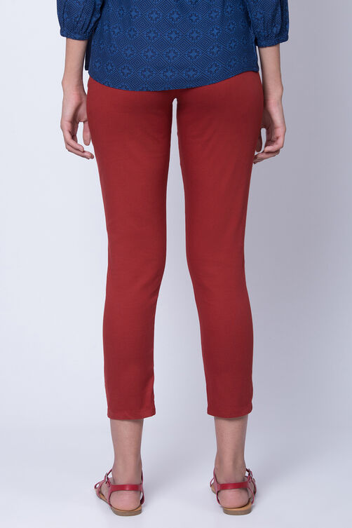 Teal Blue Poly Cotton Slim Pants image number 3