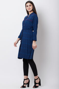 Indigo Viscose Rayon Straight Shrug image number 2