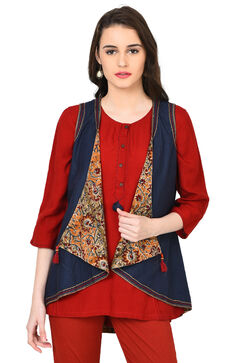 Dark Blue Straight Chambray Shrug image number 7
