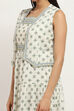 Off-White Cotton Printed Tiered Dress image number 1