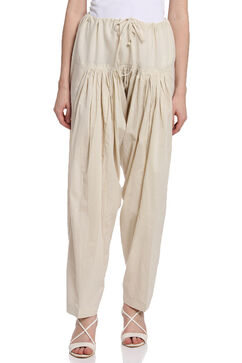 Off White Cotton Fusion Pants image number 0