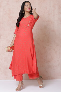 Coral LIVA Asymmetric Kurta image number 0