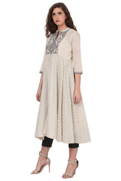 Ivory Anarkali Cotton Kurta image number 2