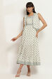 Off-White Cotton Printed Tiered Dress image number 5