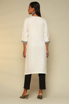 White Pashmina Straight Kurta image number 3