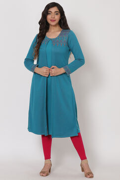 Turquise Poly Cotton Jacquard Shrug image number 0