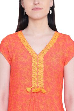 Coral Viscose A-Line Kurta image number 1