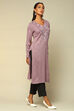 Mauve Acrylic Straight Kurta image number 4
