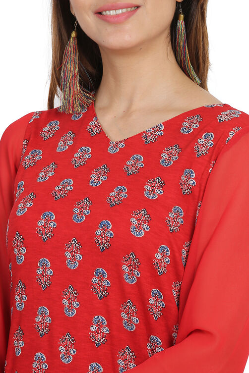 Red Short top Viscose Indie Top image number 1
