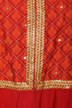 Red Anarkali Viscose Suit Set image number 6