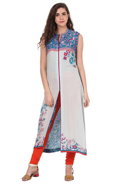 Off White Straight Rayon Kurta image number 0