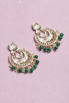 Dark Green Gold Plated Chandbalis image number 2