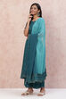 Dark Green And Teal Polyester Chiffon Dupatta image number 3