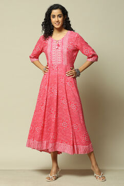 Pink LIVA Straight Printed Kurta image number 0