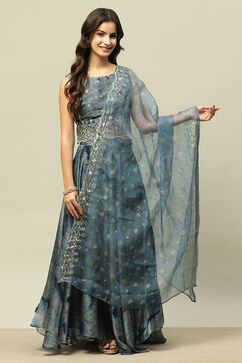 Blue Polyester Printed Dupatta image number 0