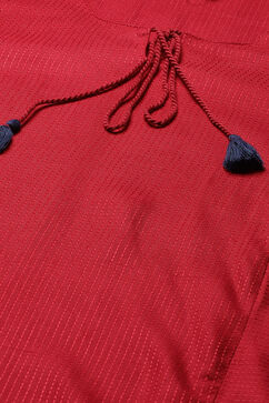 Red LIVA Straight Kurta image number 1