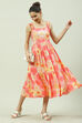 Coral Viscose Rayon Tiered Dress image number 4