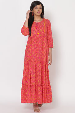 Pink Viscose Rayon Dress image number 2
