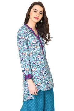 Off White A-Line Rayon Kurta image number 1