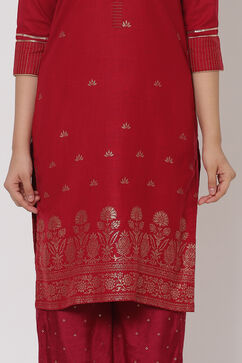 Maroon Polyster Matka Kurta image number 1