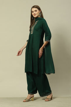 Green LIVA Straight Printed Kurta Palazzo Suit Set image number 4