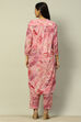 Aqua Blue Floral Printed Straight Co-ord Set image number 4