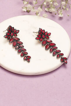 Maroon Alloy Earrings image number 0