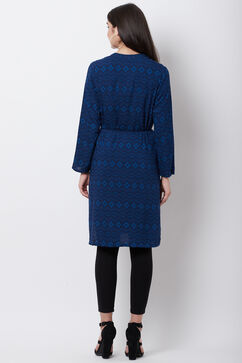 Indigo Viscose Rayon Straight Shrug image number 4