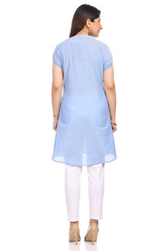 Light-Blue Chambray A-Line Kurta image number 4