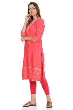 Coral Straight Viscose Kurta image number 2