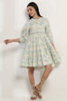 Blue Printed Tiered Dress image number 0