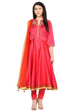 Pink Kalidar Polyester Suit Set image number 5