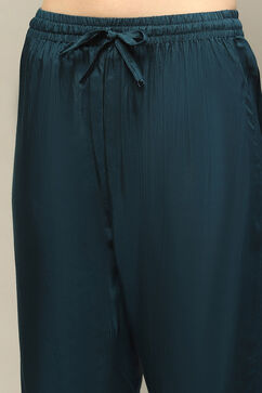 Blue Yarn Dyed Straight Suit Set image number 2