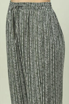 Olive Green Rayon Straight Printed Kurta Palazzo Suit Set image number 2