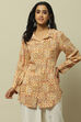 Mustard Yellow Printed Shirt-Style Kurti image number 5