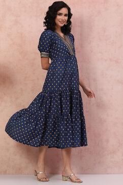 Blue LIVA Tiered Dress image number 3