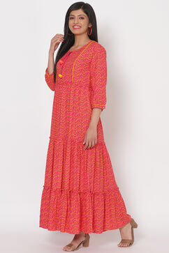 Pink Viscose Rayon Dress image number 3