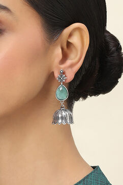Mint Green Alloy Jhumkas image number 1