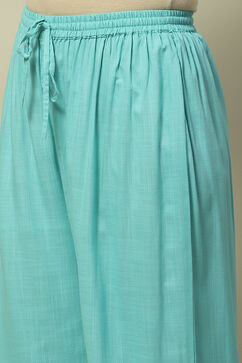 Cyan Blue Rayon Slub Staight Kurta image number 2